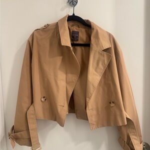Tan Cropped Trench Coat